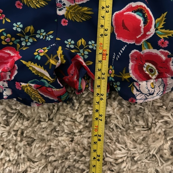 Spaghetti Strap Royal Blue Floral Romper - Picture 5 of 6